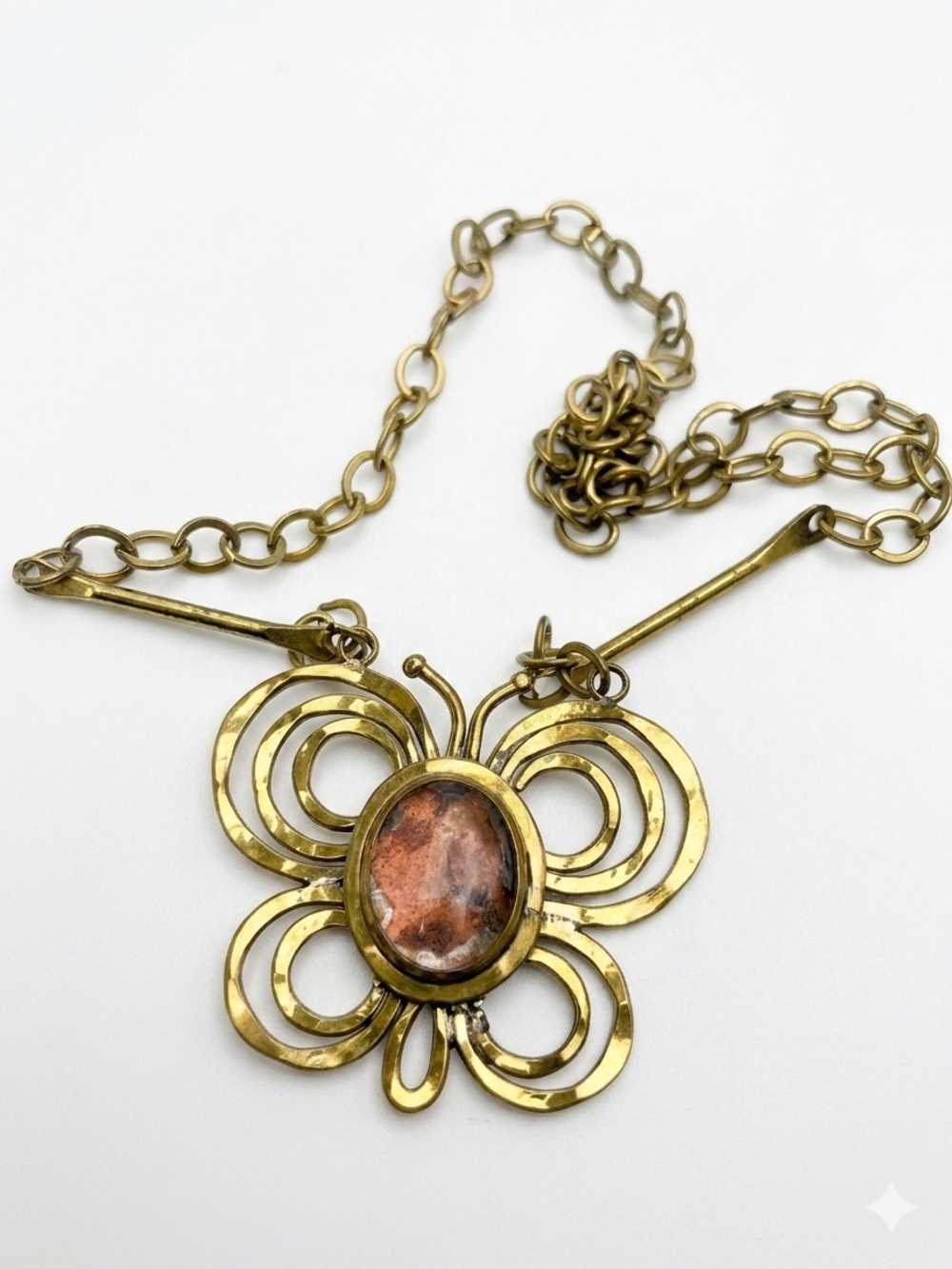 RARE Butterfly Statement Necklace Signed Rafael Canada | 70s Modernist Pendant